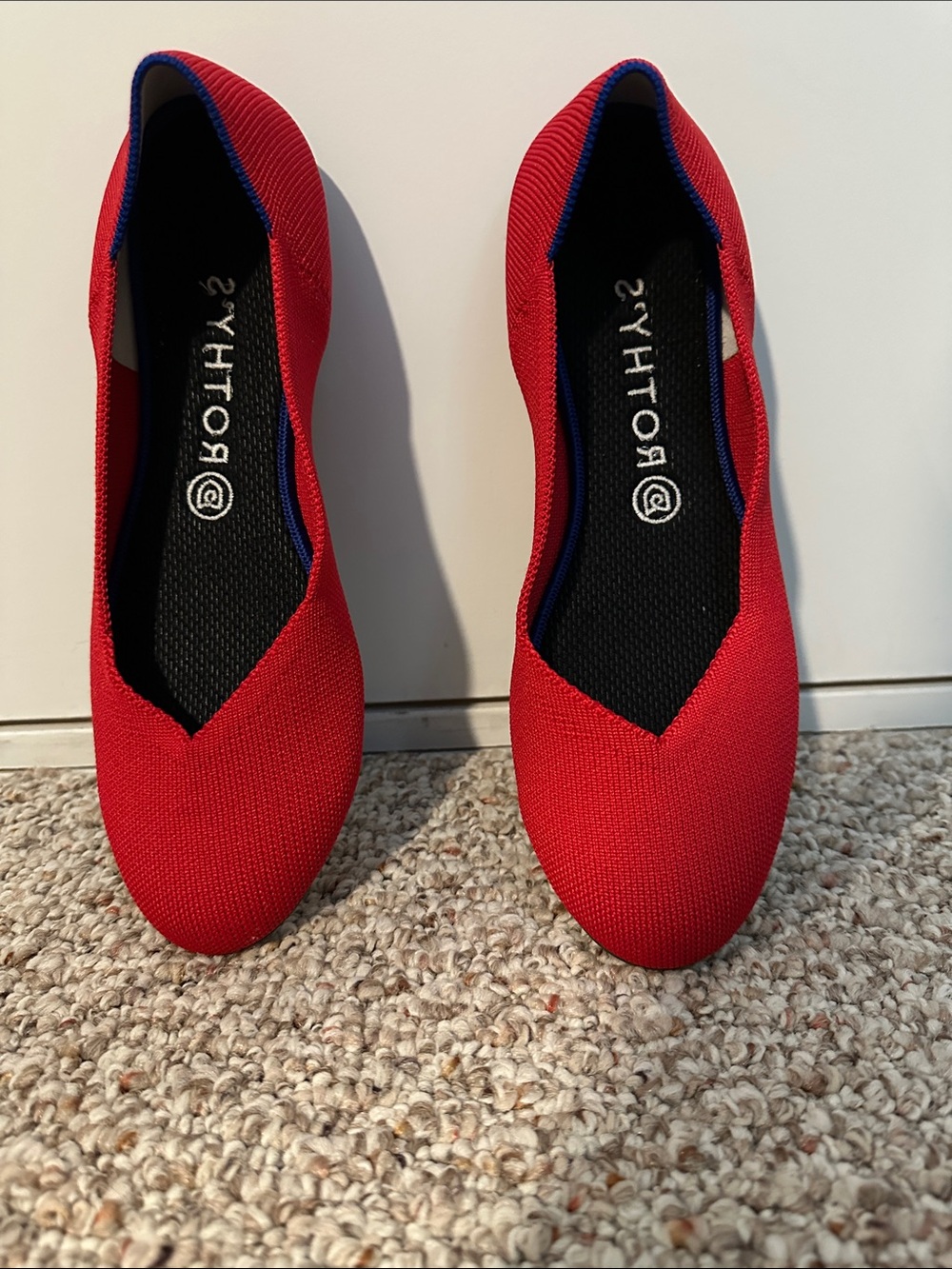 Rothy’s The Flat Bright Red Knit Flats Size 10